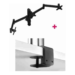 Atdec AWMS-3-13714 Triple 5.11&amp;amp;quot; and 27.95&amp;amp;quot; Monitor Arms on 15.75&amp;amp;quot; Post and F Clamp Desk Fixing Black