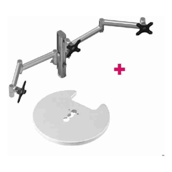Atdec AWMS-3-13714 Triple 5.11&amp;amp;quot; and 27.95&amp;amp;quot; Monitor Arms on 15.75&amp;amp;quot; Post and Grommet Clamp Desk Fixing Silver