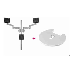 Atdec AWMS-3-TH467 Triple Monitor &amp;amp;quot;Stack&amp;amp;quot; Desk Mount and Grommet Clamp Desk Fixing Silver