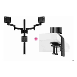 Atdec AWMS-3-TH467 Triple Monitor &amp;amp;quot;Stack&amp;amp;quot; Desk Mount and Heavy-Duty F Clamp Desk Fixing Black