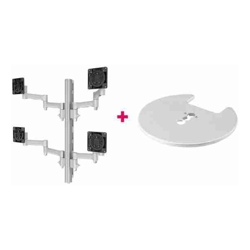 Atdec AWMS-4-4675 Quad 18.11&amp;amp;quot; Monitor Arms on 29.53&amp;amp;quot; Post and Grommet Clamp Desk Fixing Silver