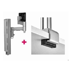 Atdec AWMS-4640 Single 18&amp;amp;quot; Monitor Arm on 15.7&amp;amp;quot; Post and C Clamp Desk Fixing Silver