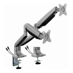 Brateck LDT82-C024UC DUAL SCREEN HEAVY-DUTY GAS SPRING MONITOR ARM WITH USB PORTS For most 17&amp;amp;quot;~35&amp;amp;quot; Monitors Matte Silver(New)
