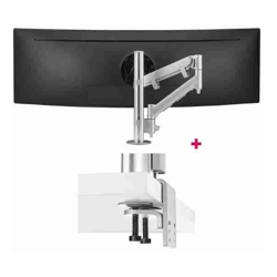 Atdec AWMS-HX40 597mm Dynamic Arm + 400mm Post/ 6-14kg (13lb-31lb) Flat Screen 6-12kg (13lb-26.5lb) Curved Screen + HDuty F Clamp Desk Fixing Silver