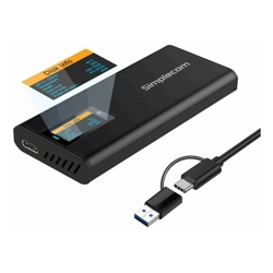 Simplecom SE530 NVMe / SATA M.2 SSD to USB-C Enclosure with SMART LED Screen USB 3.2 Gen 2 10Gbps
