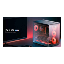 Antec C5 ARGB ATX mATX Seamless Edge to Edge Black Gaming Case 270 degrees 7x ARGB + PWM FAN Controller  Back Connect Motherboard Dual Chamber