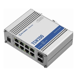 Teltonika | TSW200 | 10 Port Industrial Unmanaged Switch with 8 Port PoE+ and 2 SFP slots  ** PSU not included **
