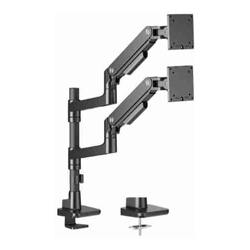 Brateck LDT81-C024P-B Noteworthy Pole-Mounted Heavy-Duty Gas Spring Dual Monitor Arm Fit Most 17&amp;amp;quot;-49&amp;amp;quot; Monitor Fine Texture Black