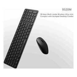 Rapoo 9320M Bluetooth 4.0 5.0 + 2.4G  Wireless Multi-mode Keyboard Mouse Combo Aluminum Base 2400 DPI 10M Range Compact Black Retail Pack