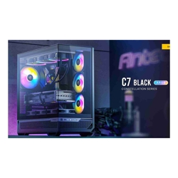 Antec C7-ARGB E-ATX Seamless Panoramic 270 View USB-C 4x ARGB PWM Fans. Side Radiator Support. RTX 4090 Back Connect MBs Flip Door Black Case