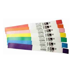 Zebra Wristband Polypropylene 1x10in (25.4x254mm) Direct thermal Z-Band Splash Adhesive closure 1in (25.4mm) core 350/roll Yellow