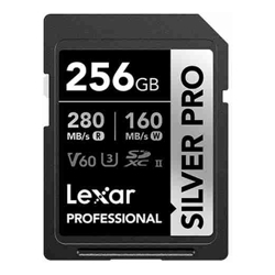 Lexar [HN MODEL] Lexar Professional SILVER PRO 256GB SDXC UHS-II Card 256GB-C10  UHS-II(U3) V60 Silver Pro  up to 280MB/s read 160MB/s write