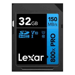 Lexar [HN MODEL] Lexar High-Performance 800x PRO 32GB SDHC SDXC UHS-I Card BLUE Series read speed up to 150MB/s shoot high-quality images 1080p