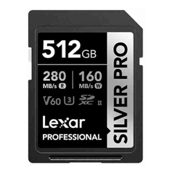 Lexar [HN MODEL] Lexar Professional SILVER PRO 512GB SDXC UHS-II Card 512GB-C10  UHS-II(U3) V60  Silver Pro up to 280MB/s read 160MB/s write