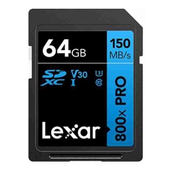 Lexar [HN MODEL] Lexar High-Performance 800x PRO 64GB SDHC' SDXC UHS-I Card BLUE Series up to 150MB/s1 shoot high-quality images and 1080p Full-HD and 4K