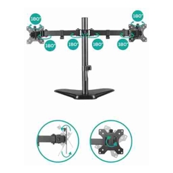 mbeat activiva Dual-Screen Articulating Monitor Arm with Free-Standing Desktop Base provides perfect solution for ergonomic comfort and workspace(LS)