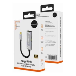 mbeat Tough Link USB-C to HDMI Adapter with 100W PD Space Grey  5V-20V/5A 100W PD  Up to 4K (3840 x 2160) @60Hz