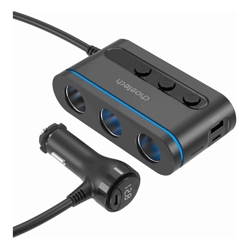 Choetech TC0021 3 Sockets 2C+1A Cigarette Lighter Splitter Black
