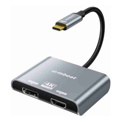 mbeat (LS) mbeat Tough Link USB-C to DPHDMI Dual 4K/60Hz MST Adapter 4K (3840x2160) @ 60Hz 4K (3840x2160) @ 30Hz 2K (2560x1440) @ 60Hz Space Grey