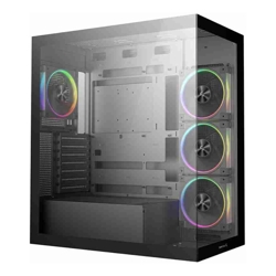 Deepcool CG580 4F v2 Panoramic ATX Mid-Tower Case 4 x Pre Installed Fans Single Chamber Support Up to 2x 360mm Radiators Front 2x USB3.0