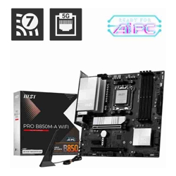 MSI PRO B850M-A WIFI AM5 4x DDR5 256GB 1x HDMI 1x PCI-E x16 slot 3x M.24x USB2.0 3x USB C Wi-Fi 7