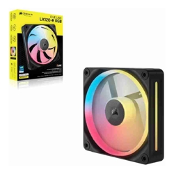Corsair iCUE LINK LX120R RGB 120mm PWM Reverse Fan Expansion Single Pack Black: 66.7CFM 2400RPM 37.7dBA 0.4AStatic Pressure Magnetic Dome