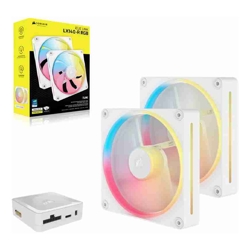 Corsair iCUE LINK LX140-R RGB 140mm PWM Reverse Fans Starter Kit Dual Pack -White: 90.6 CFM 2000 RPM 38.3 dBA 0.45A Static Pressure Magnetic Dome
