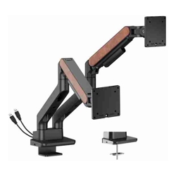 Brateck LDT81N-C024UC Fusion Heavy-Duty Gas Spring Dual Monitor Arm with USB-A/USB-C Ports For most 17&amp;amp;quot;~35&amp;amp;quot; Monitors Fine Texture Black(New)