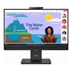 Lenovo ThinkVision T24D-4V 23.8&amp;amp;quot;24&amp;amp;quot; FHD IPS Monitor 1920x1080 16:9 Height Adjustable Tilt Swivel Pivot DP HDMI USB-C hub LAN Hub built-in Webcam Speak