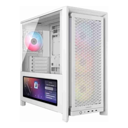 Corsair FRAME 4000D LCD RS ARGB Premium Mid-Tower PC Case- White ATX/mATX/ITX/E-ATX 486x490x239mm 430mm GPU 360mm rad tempered glass