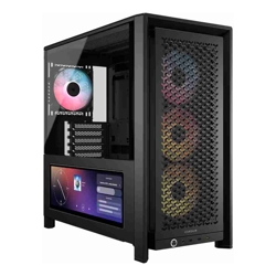Corsair FRAME 4000D LCD RS ARGB Premium Mid-Tower PC Case Black ATX/E-ATX TG panel LCD 430mm GPU 170mm CPU clr 360mm rad USB-C 2yr wty