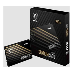 MSI SPATIUM S270 SATA 2.5&amp;amp;quot; 480GB  PHISON S11 3D NAND SATA III 6Gbps Sequential Read up to 500MB/s Sequential Write up to 450MB/s 250 TBW 5Y WTY