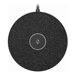 Logitech Rally Mic Pod Graphite four omnidirectional beamforming microphone elements colorcoded LED ring CrystalClear