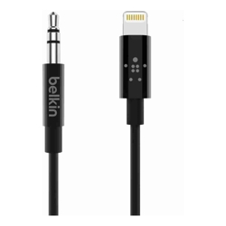 Belkin 3.5 mm Audio Cable With Lightning Connector (1.8M) Black (AV10172bt06-BLK) High Resolution Audio MFI-Certified Apple 2 Years Warranty