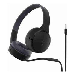 Belkin SoundForm Mini Wired on-Ear Headphones for Kids Black(AUD004btBK)Built-in microphone Waterproof 2 Years Warranty