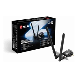 MSI HERALD BE6500 WiFi 7 PCIe Card Tri-Band WiFi 7 BE6500 BT 5.4 PCIe x1 2x2 up to 2882Mbps WPA3 Win11
