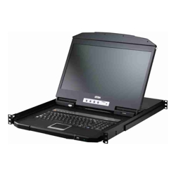 Aten 8-Port USB HDMI Single Rail LCD KVM over IP Switch 18.5&amp;amp;quot; LCD screen with resolution of 1366 x 768 1U short-depth