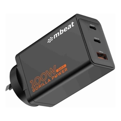 mbeat Gorilla Power PD 100W GaN II USB-C Charger 50% smaller than the standard Supports a wide range of devices Product Weight: 180g