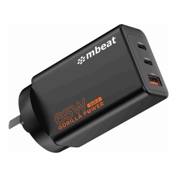 mbeat Gorilla Power PD 65W GaN II USB-C Charger 50% smaller than the standard Supports a wide range of devices Product Weight: 109g