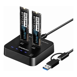 Simplecom SD550v3 USB 3.2 Gen2 to Dual Bay NVMe M.2 SSD Docking Station Duplicator Offline Clone