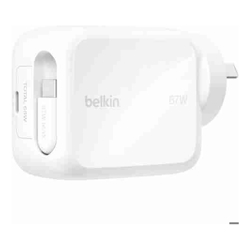 Belkin UltraCharge Retractable Dual 67W USB-C GaN Wall Charger White(WCH022auWH)1xUSB-C1x Retractable USB-C Cable(1M)$2500 CEW 2 Years Warranty