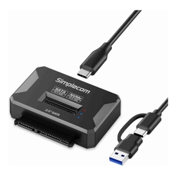 Simplecom SA516 NVMe/SATA Dual Protocol M.2 SSD and 2.5&amp;amp;quot; SATA to USB Adapter 10Gbps