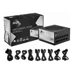 MSI PRO A850PL PCIE5 850W 80 Plus Platinum Fully Modular Fan: 120mm ATX 7 Year Warranty