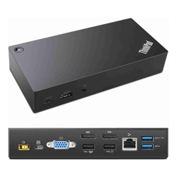 Lenovo ThinkPad USB-C Dock (40A9) Dual Display 2x DisplayPort VGA 6x USB Ports LAN Port Audio Jack 60W PD 12 Mth Wty (Refurbished)