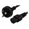 BluPeak Power Cables - BluPeak COMSOL 1M IEC LOCK POWER CABLE 3 PIN AU PLUG(M) TO IEC-C13(F) BLACK | Wholesale IT Computer Hadware