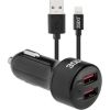 Third Party Cables, Chargers and Adapters - 3Sixt Car Charger 4.8A Lightning Cable 1m Black | Wholesale IT Computer Hadware