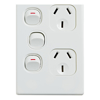 Cable Management & Installation - 4Cabling 4C | Elegant Double Power Point 250V 10A with Extra Switch Vertical | Wholesale IT Computer Hadware