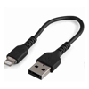 USB 2.0 Cables - StarTech 6 inch (15cm) Durable Black USB-A to Lightning Cable Heavy Duty Rugged Aramid | Wholesale IT Computer Hadware