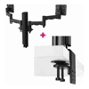 Brackets & Mounting - Atdec AWMS-2-4640 Dual 18.11" Monitor Arms on 15.75" Post and Heavy-Duty F Clamp Desk | Wholesale IT Computer Hadware