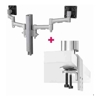 Brackets & Mounting - Atdec AWMS-2-4640 Dual 18.11" Monitor Arms on 15.75" Post and Heavy-Duty F Clamp Desk | Wholesale IT Computer Hadware